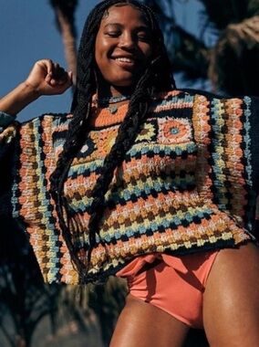 Free People Love Sparks Crochet Sweater Size XS